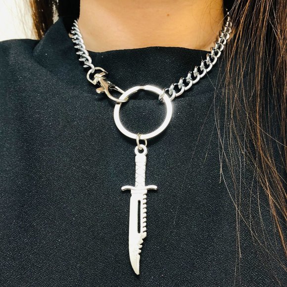 Chunky Big Knife Sword O Rings Cuban Pant Chains - Picture 3 of 4